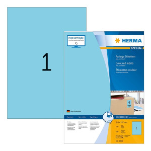 HERMA 4403 Universaletiketten SuperPrint - 210 x 297 mm, blau, matt, 100 Stück