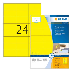 HERMA 4406 Universaletiketten SuperPrint - 70 x 37 mm, gelb, matt, 2400 Stück
