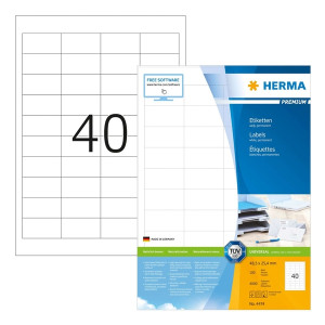 HERMA 4474 Etiketten Premium - 48,5 x 25,4 mm, weiß, matt, Rand, 4000 Stück