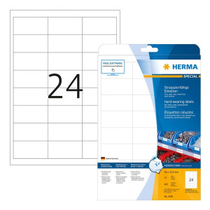 HERMA 4691 Folienetiketten - 66 x 33,8 mm, weiß, extrem stark haftend, matt, Rand, 600 Stück