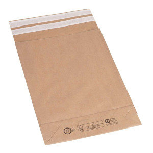 FLEXIPAK Faltentaschen - 300x80x430+110 mm, Boden, o. Fenster, 300 Stück, braun