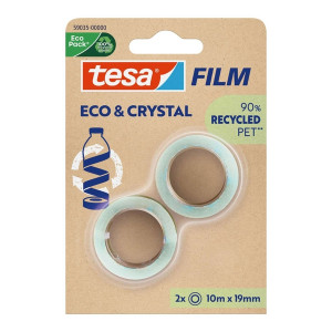TESA Klebefilm PET Eco & Crystal - 19mm x 10m, klar, 2 Rollen