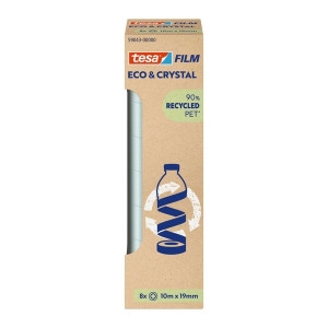 TESA Klebefilm PET Eco & Crystal - 19mm x 10m, klar, 8 Rollen Tower