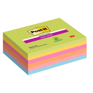 POST-IT Haftnotizblock Super Sticky Meeting Notes - 203 x 152 mm, neonfarben, 6x 45 Blatt