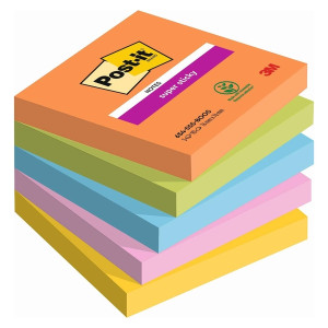 POST-IT Haftnotizblock Boost - 76 x 76 mm, 5x 90 Blatt, sortiert