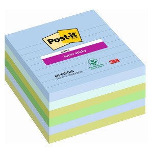 POST-IT Haftnotizblock Super Sticky Notes Oasis Collection - 101 x 101 mm, liniert, 6x 90 Blatt