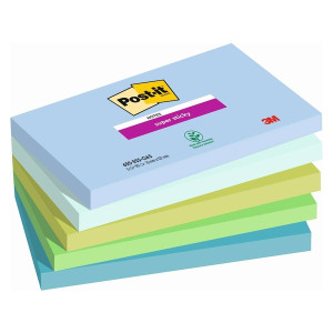 POST-IT Haftnotizblock Super Sticky Notes Oasis Collection - 127 x 76 mm, sortiert 5x 90 Blatt