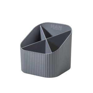 HAN Schreibköcher KARMA - 4 Fächer, Recyclingmaterial, öko-grau