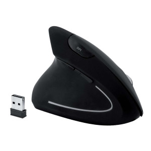 MEDIARANGE Maus MROS232 - ergonomisch, 6 Tasten, optisch, kabellos, schwarz, Linkshänder