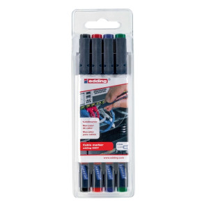 EDDING 8407 Kabelmarker - 0,3 mm, permanent, 4er-Set sortiert