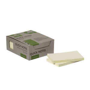 Q-CONNECT Haftnotizblock Recycling - gelb, 127 x 76 mm, 100 Blatt, 12er Box