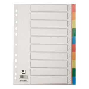 Q-CONNECT Farbregister - blanko, A4, PP, 10 Blatt + Deckblatt