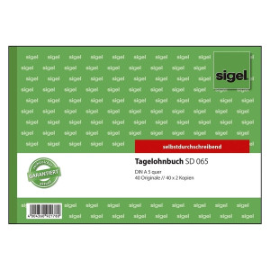 SIGEL Tagelohnbuch - A5 quer, 1., 2. und 3. Blatt bedruckt, SD, MP, 3 x 40 Blatt