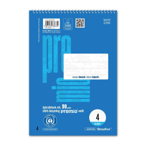 STAUFEN PREMIO Spiralblock LIN 4 - A5, 40 Blatt, 9 mm liniert, 90 g/qm