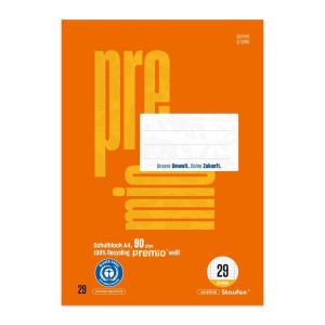 STAUFEN PREMIO Schulblock LIN 29 - A4, 50 Blatt, rautiert mit Rand beidseitig, 90 g/qm