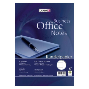 LANDRE Kanzleipapier Office A3/A4, 80 g/m², liniert mit weißem Rand, 250 Blatt