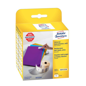 AVERY ZWECKFORM Rollen-Etiketten - 19 x 51 mm, weiß, ablösbar, 500 Etiketten