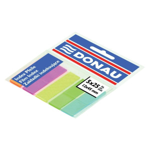 DONAU Indexstreifen, 12x45mm, 5x25 Blatt, farbig sortiert
