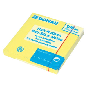 DONAU Haftnotizblock - 75 x 75 mm, gelb, 100 Blatt