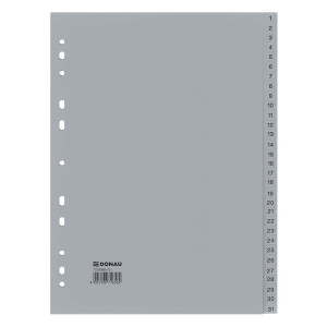 DONAU Ordnerregister 1-31, 22,5x29,7cm, PP, grau