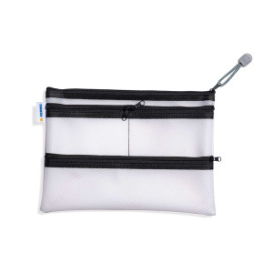 HERMA Reißverschlusstasche Multibag - transparent/schwarz, A5, 26 x 20cm, 4 Fächer