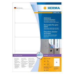 HERMA 10141 Ordneretiketten A4 weiß 192x61 mm Movables/ablösbar, 400 Stück