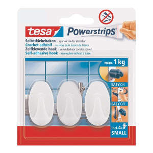 TESA Powerstrips® Haken ablösbar - oval weiß, Tragfähigkeit 750 g