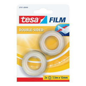 TESA Klebefilm doppelseitig - 12 mm x 7,5 m, 2er Blisterpack