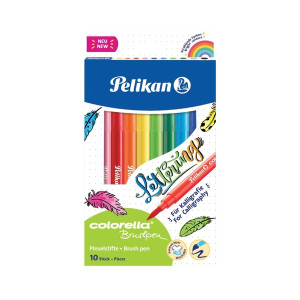 PELIKAN Fasermaler Colorella® Brushpen - 10 Farben, 0,8 - 8 mm, sortiert