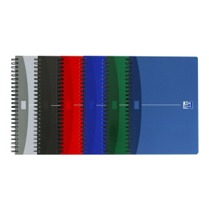 OXFORD Office Essentials - A5, kariert, Kopfleiste / Doppelrand, Spiralbuch, 90 Blatt, sortiert