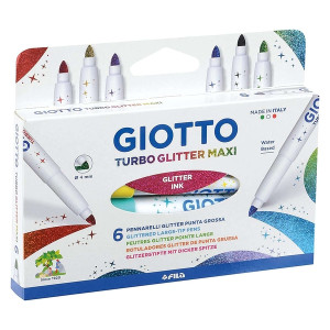 GIOTTO Faserschreiber Turbo Glitter Maxi - 6 Farben sortiert