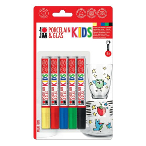 MARABU Porcelain & Glas Painter KIDS - 1 - 3 mm, 5 Farben sortiert