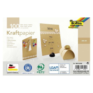 FOLIA Kraftpapier - natur, A5, 120 g/qm, 100 Blatt