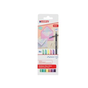 EDDING 1200 Fasermaler colourpen - 1 mm, pastell, 6 Farben sortiert