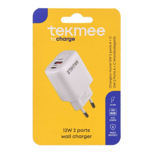 TEKMEE Ladeadapter USB+C-Stecker weiß