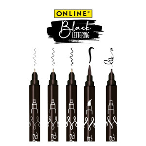 ONLINE Tuschestifte - 5er Etui, schwarz