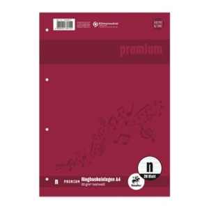 STAUFEN PREMIUM Ringbucheinlage PREMIUM Notenlineatur - A4, 90 g/qm, 20 Blatt