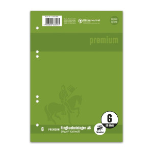 STAUFEN PREMIUM Ringbucheinlage PREMIUM LIN 6 - A5, 90 g/qm, 50 Blatt