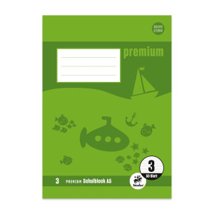 STAUFEN PREMIUM Schulblock PREMIUM LIN 3 - A5, 50 Blatt, 90 g/qm, liniert