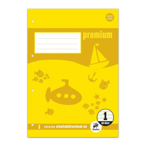 STAUFEN PREMIUM Arbeitsblätterblock PREMIUM LIN 1 - A4, 80 g/qm, 50 Blatt, beidseitig mit Rahmen
