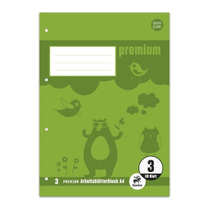STAUFEN PREMIUM Arbeitsblätterblock PREMIUM LIN 3 - A4, 80 g/qm, 50 Blatt, beidseitig mit Rahmen