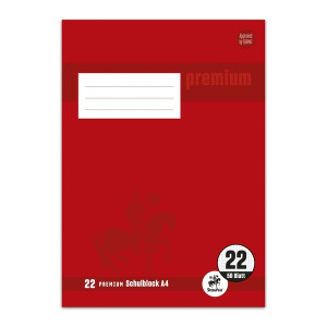STAUFEN PREMIUM Schulblock PREMIUM LIN 22 - A4, 50 Blatt, 90 g/qm, kariert