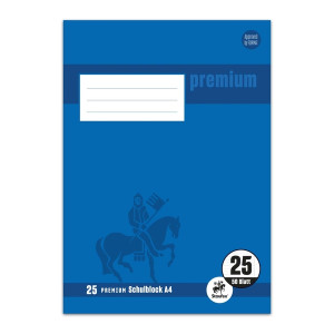 STAUFEN PREMIUM Schulblock PREMIUM LIN 25 - A4, 50 Blatt, 90 g/qm, liniert mit Rand