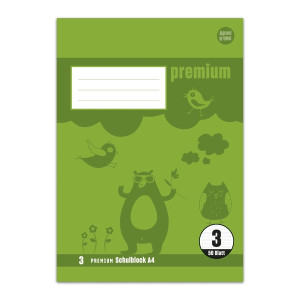 STAUFEN PREMIUM Schulblock PREMIUM LIN 3 - A4, 50 Blatt, 90 g/qm blanko Doppellinien farbig
