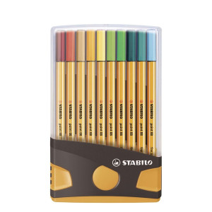 STABILO Fineliner point 88® Etui ColorParade - 20er Tischset in anthrazit/orange - mit 20 verschiedenen Farben