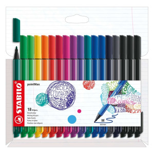 STABILO Filzschreiber pointMax - 0,8 mm, 18 Farben sortiert, Etui