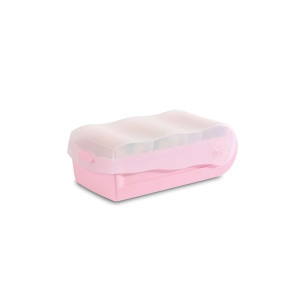 HAN Karteibox CROCO DIN A8 quer, für 500 Karten, transluzent-pastellrosa