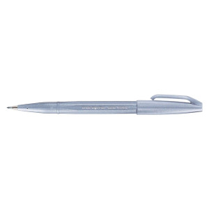 PENTEL Kalligrafiestift Sign Pen Brush - Pinselspitze, blaugrau