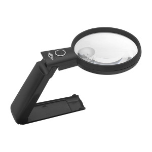 WEDO Tischlupe Ø 9 cm mit Standfuß - beleuchtet, 2-fach, schwarz