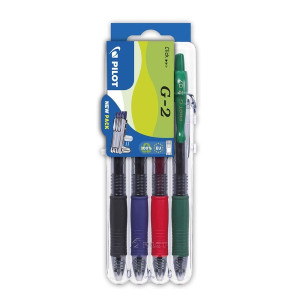PILOT Gelschreiber G2-7 - 0,4 mm, 4er Eco-Set, sortiert